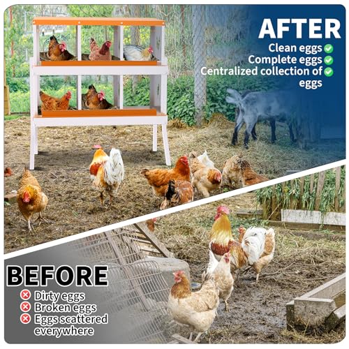 Garvee Chicken Nesting Box with Removable Tray, 8 Compartment Nesting Boxes for Chickens, Easy to Clean and Install