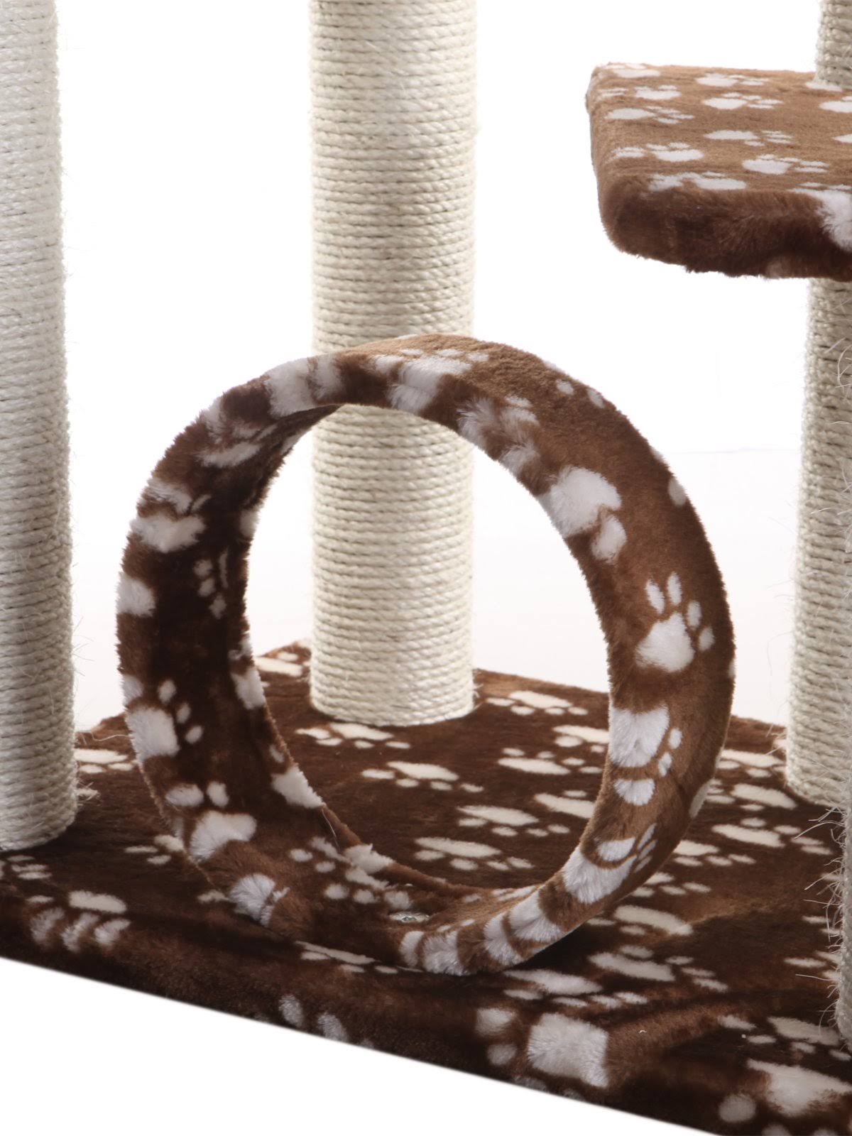 Armarkat 66-Inch Cat Tree, Saddle Brown/White Paw Print