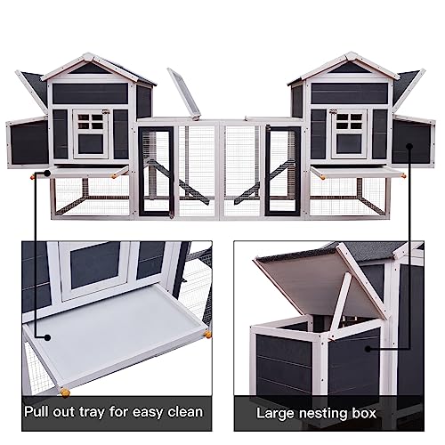 Outdoor Chicken Coop for 8 Chickens, 2025Upgraded Portable Wooden Hen House with Nesting Boxes, Chicken House, Chicken Run Cage