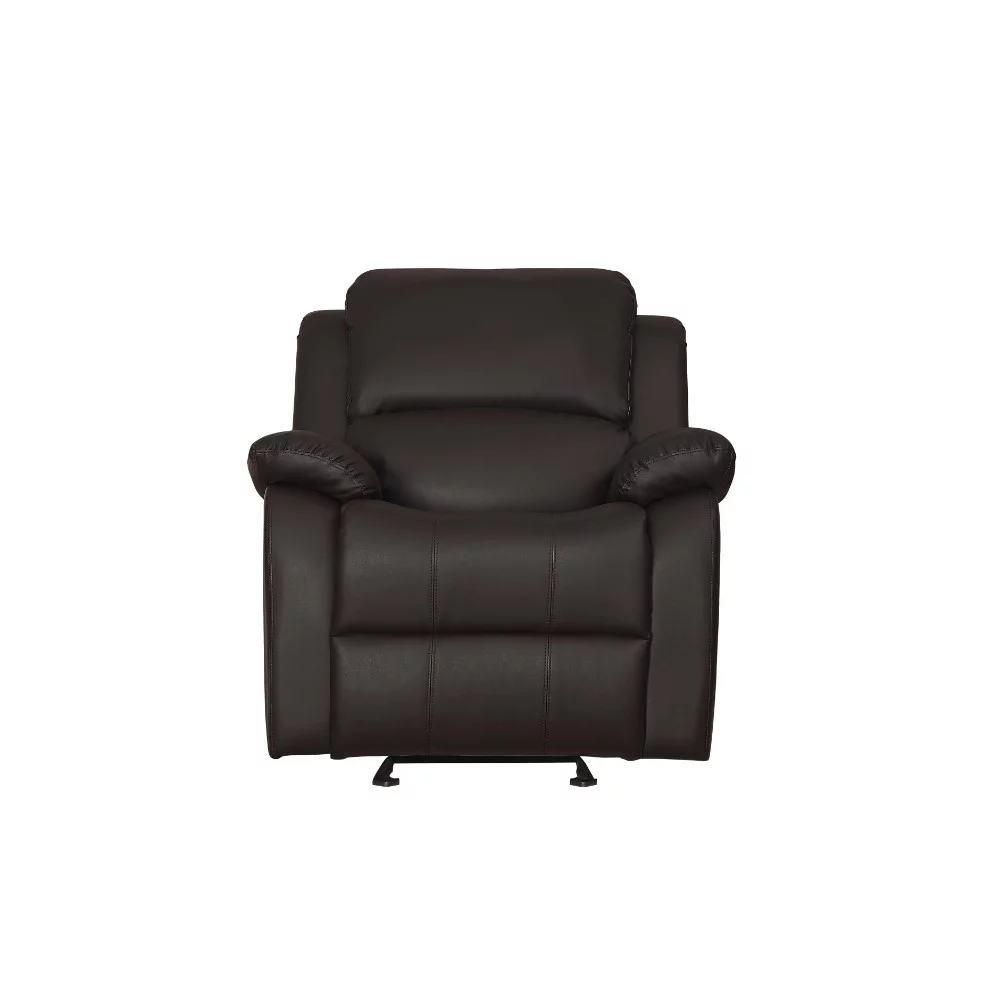 Lexicon Clarkdale Transitional Faux Leather Glider Reclining Chair in Dark Brown