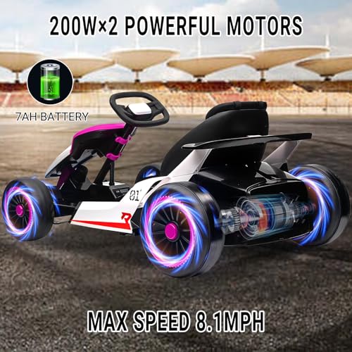 Kids Go Kart, Ride On Drift Kart with Dual 200W Motors, 24V Battery Powered Electric Drift Car, Outdoor 2-Speed Ride On Racing Toy for Boys Girls 6+