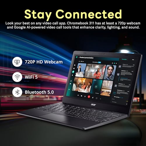 acer Chromebook 315 Laptop, 15.6" HD Display, Intel Celeron N4020(Up to 2.8GHz), 4GB RAM, 64GB eMMC, Intel UHD Graphics, 12.5H Long Battery, WiFi