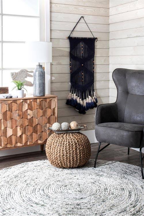 nuLOOM York Classic Knitted Solid Jute Filled Ottoman Pouf