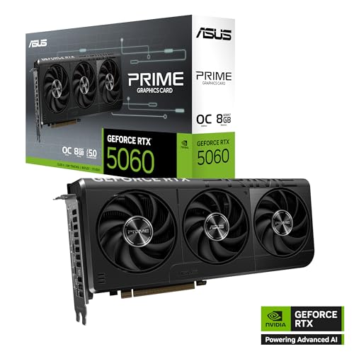 ASUS The SFF-Ready Prime GeForce RTX™ 5060 8GB GDDR7 OC Edition Graphics Card (PCIe® 5.0, 8GB GDDR7, HDMI®/DP 2.1, 2.5-Slot, Axial-tech Fans
