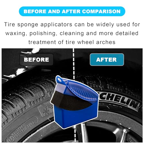 Augeny Tire Dressing Applicator, Reusable Car Tire Shine Sponge Applicator Pad with Lid
