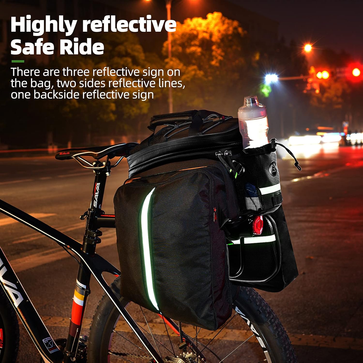 ROCK BROS Bike Rack Bag Trunk Bag Waterproof Carbon Leather Bicycle Rear Seat Cargo Bag Rear Pack Trunk Pannier Handbag