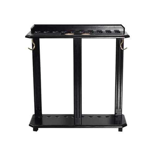 Freestanding Pool Cue Stand Rack - Holds Up to 10 Sticks & Billiard Accessories - Corner Floor Holder for Game Room (Black)