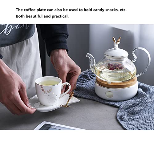 Ceramic Flower Tea Set Porcelain Coffee Set Service for 4 Fruit Flower Teapot Afternoon Tea Tea Tea Candle Can Be Heated for Adults Christmas Women