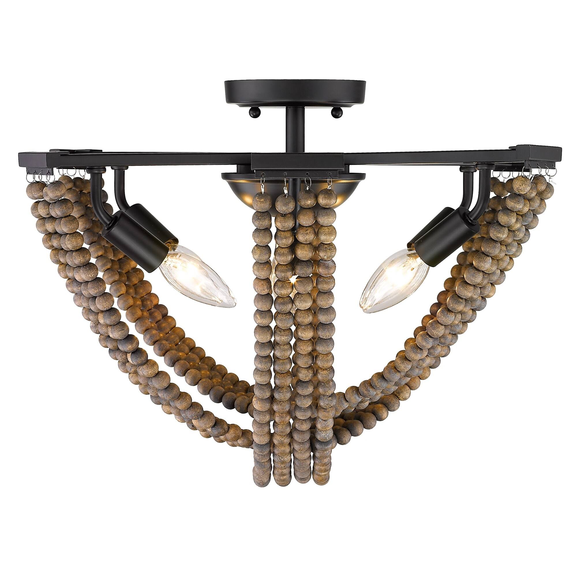 Golden Lighting 1896-6SF BLK-CHN Samba 6 Light Semi-Flush Matte Black