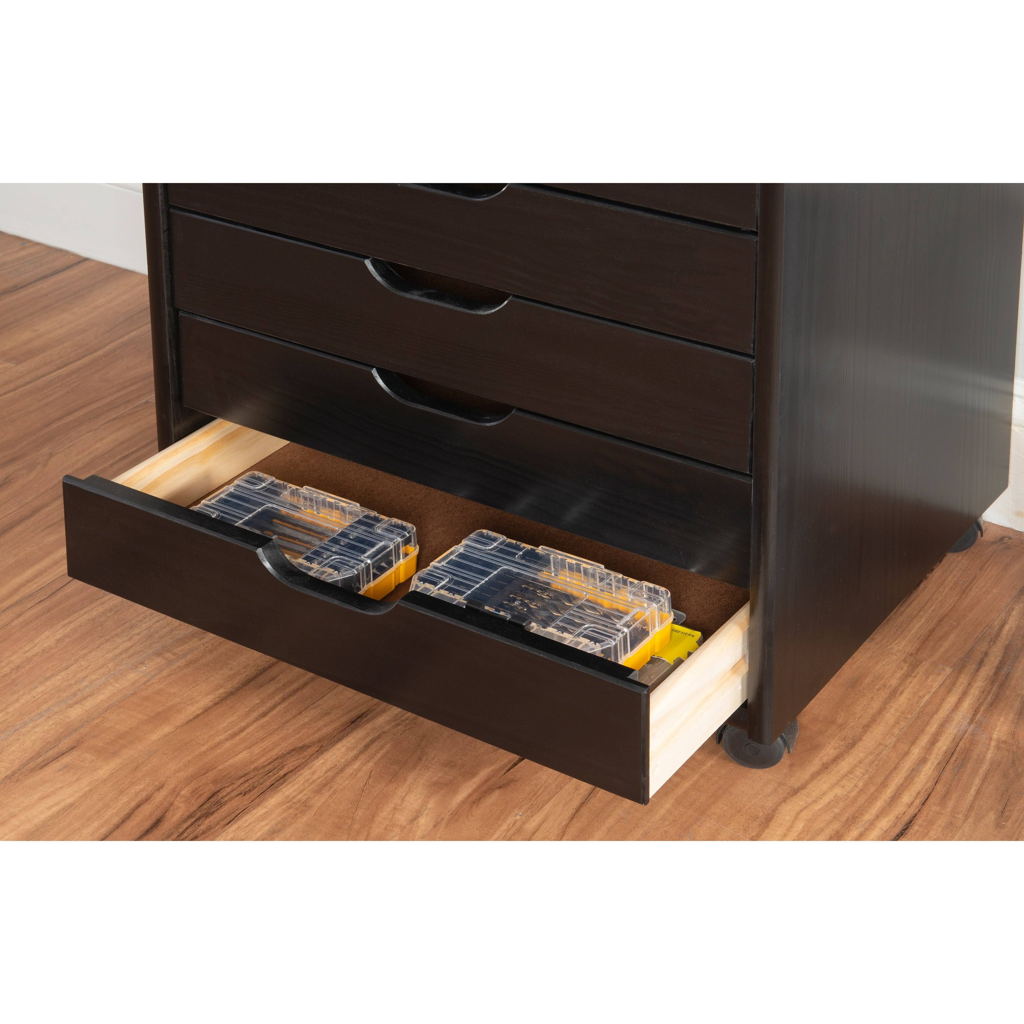Linon Home Dcor Bridgton Six Drawer Roll Cart - Black