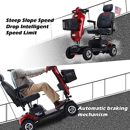 4 Wheel Mobility Scooter, Portable Electric Power Wheelchair, Range Extended Battery Compact Heavy Duty Travel Scooter