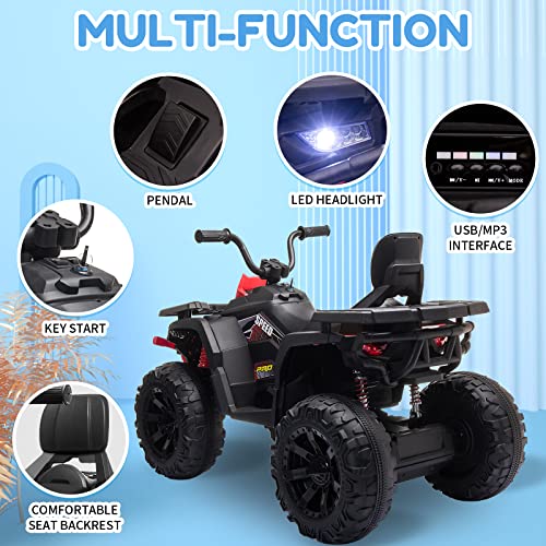 24V 2 Seater Ride on Toys, Kids Quad ATV w/400W Motors, Battery Powered Electric Vehicle w/Spacious Seater, LED Light Bluetooth, MP3