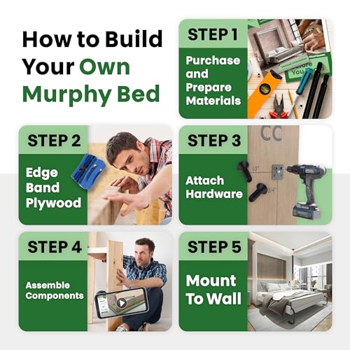 DIY Murphy Bed Kit Queen Vertical | Murphy Bed Hardware for Wall Cabinet, Vertical Queen Frame, Deluxe Mechanism Kit with Bonus Tools