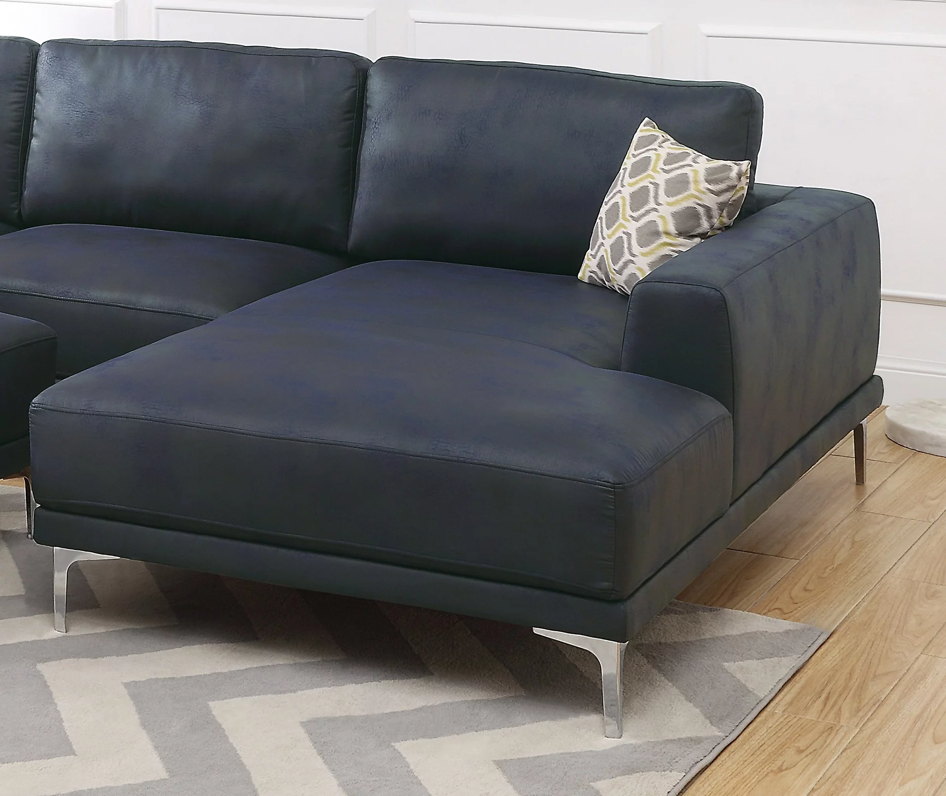 Leather Gel / Leatherette 2pc Sectional set Cushion LAF Sofa RAF Chaise Couch Pillows Living Room Navy Blue