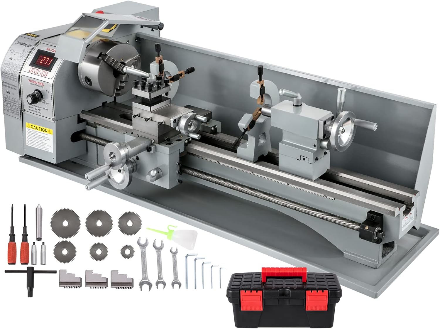 VEVOR Metal Lathe 8.7 x 29.5 Inch/220 x 750MM Mini Metal Lathe 750W Infinitely Variable Speed Mini Lathe Machine LED Screen for Counter Face Turning