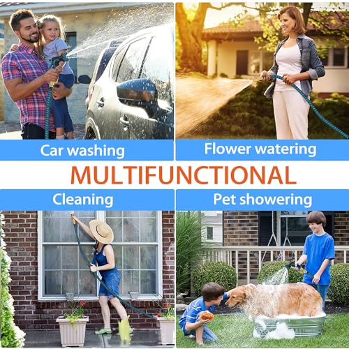 100 FT Expandable Garden Hose - 2024 Version, Lightweight, No-Kink Flexible Water Hose with 3/4" Solid Brass Fittings, Extra Strength Fabric
