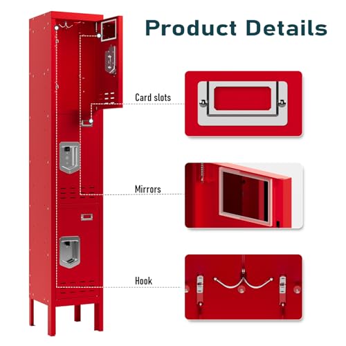 Metal Cabinet Home Office Storage,Lockers,Lockable Employees Metal Locker with Door,54" Height Steel Locker,Lockable Steel Locker for Gym,School,Home