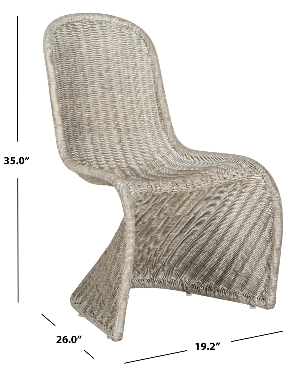 SAFAVIEH Tana Wicker Side Chair Antique / Grey