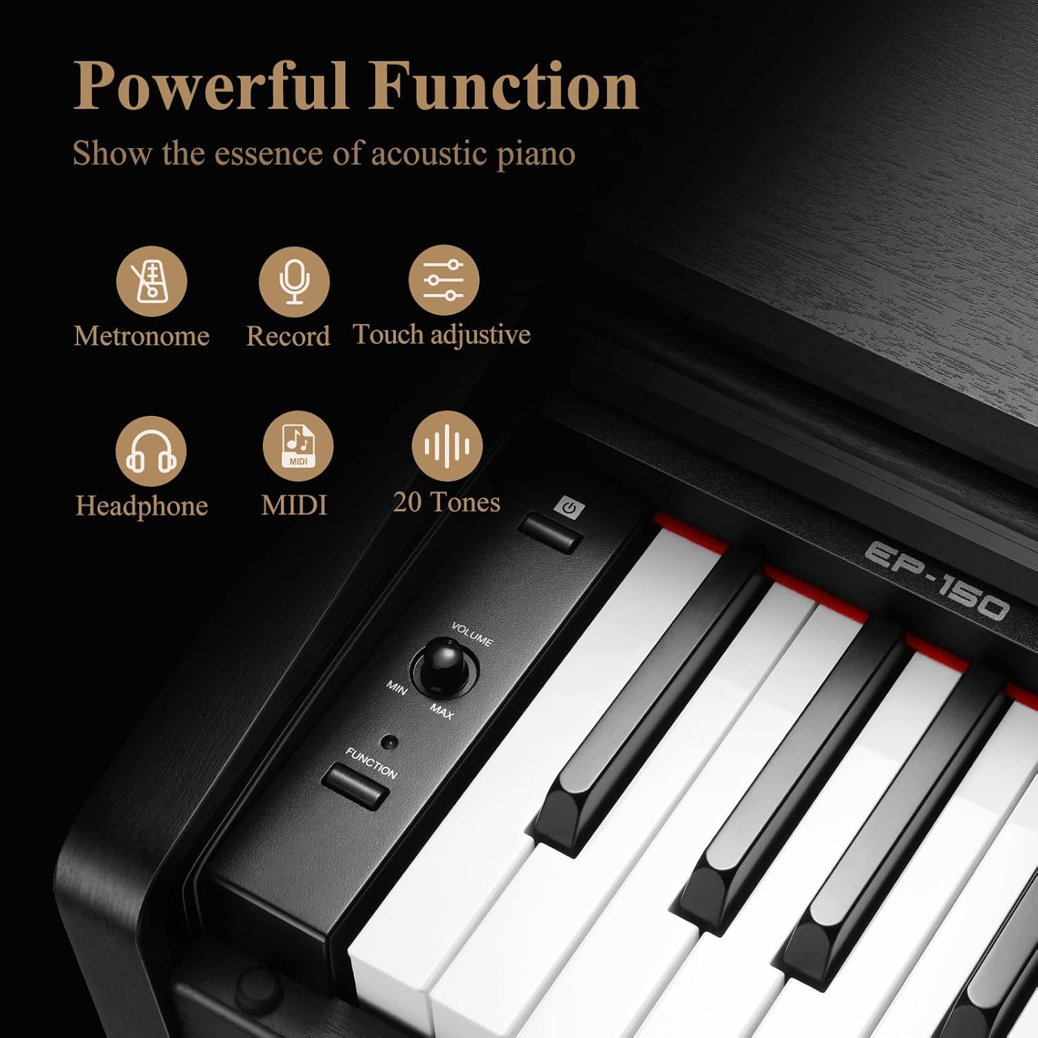Eastar EP-150 88-Key Keyboard Piano, Beginner Digital Piano with Full Size Graded Hammer Action Weighted Keys, Triple Pedal