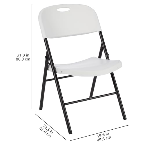 Amazon Basics Sturdy Foldable Plastic Chair, Portable, 350-Pound Capacity, White, 6-Pack