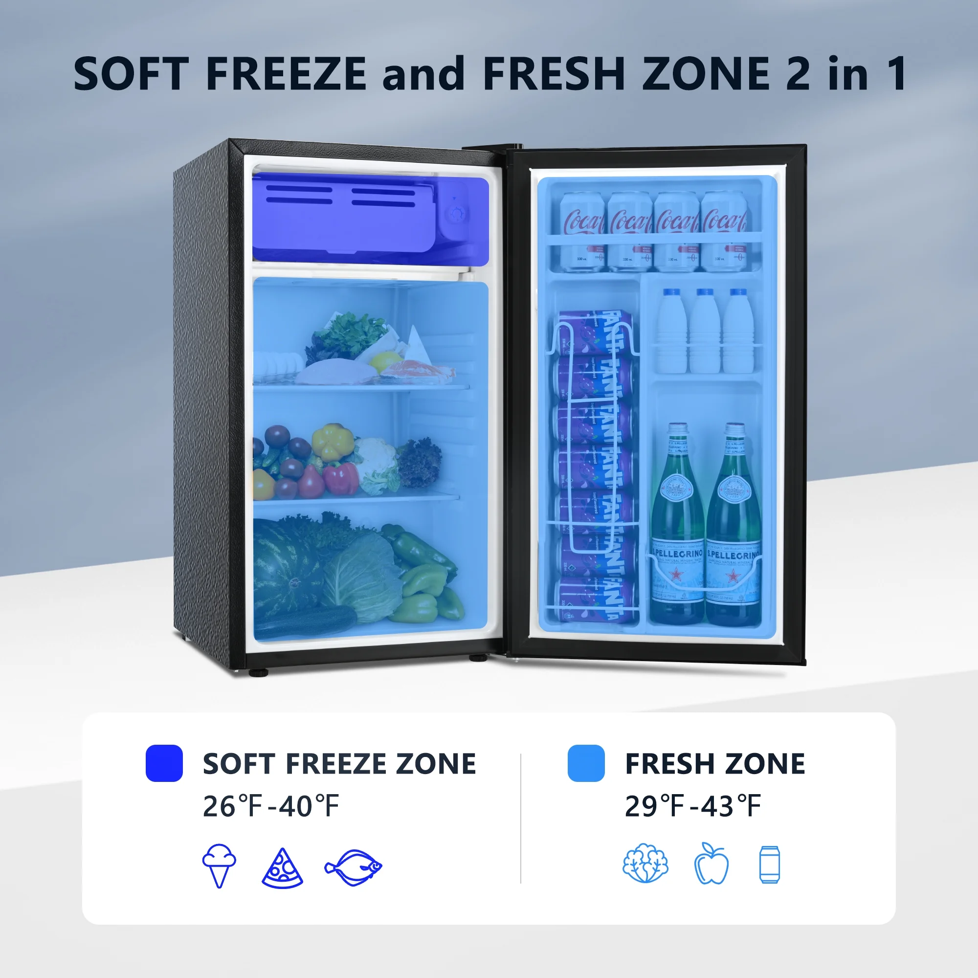 Simzlife 3.2 Cu.ft Mini Fridge with Freezer, Compact Design with Single Door, 19.3 in D, 31.9 in H - Curated Treasures Market