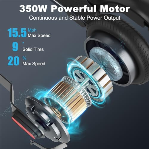 Caroma Electric Scooter, 350W/500W/750W Powerful Motor, 20/25/30 Miles Long Range, 20/25 Mph Top Speed, 9" Solid Tires