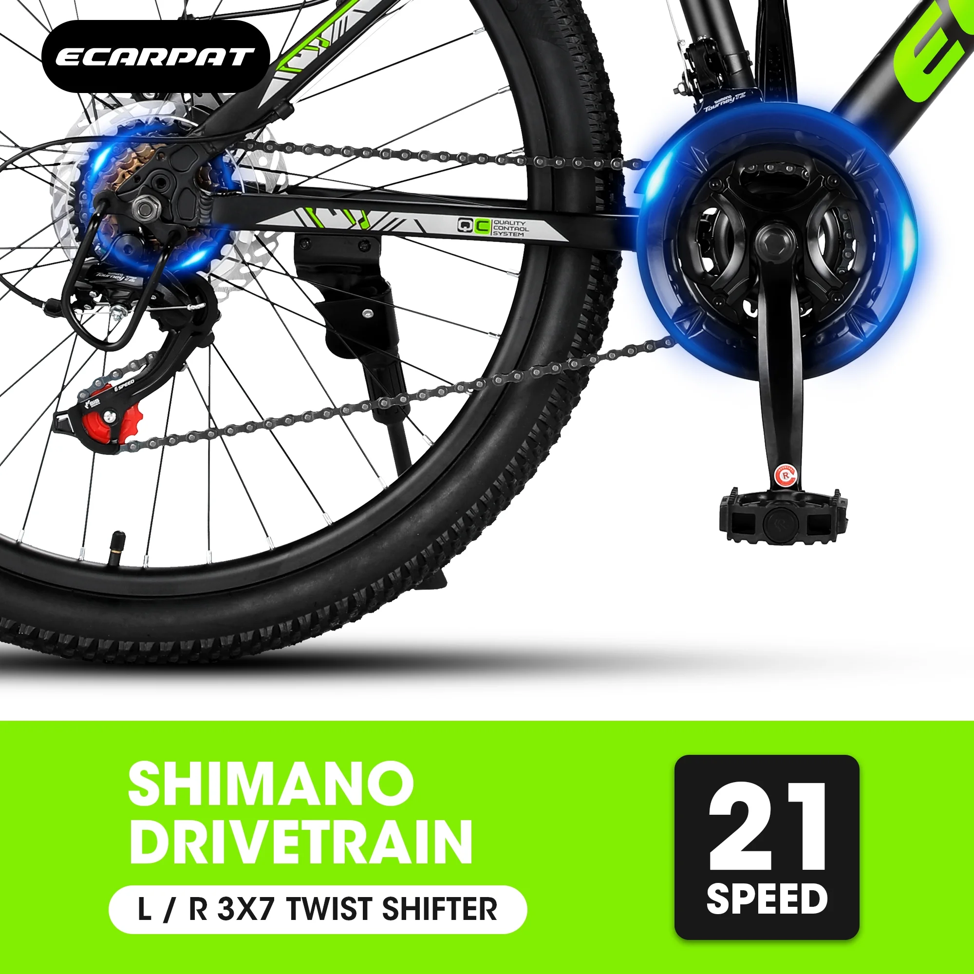 24 inch Mountain Bike for Kids and Adults, Shimano 21-Speed Aluminium Frame Bike with Disc Brake