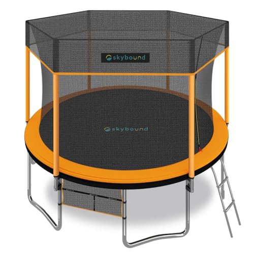 SkyBound Trampoline with Safety Enclosure Net - 10ft 12ft 14ft 15ft 16ft Large Outdoor Backyard ASTM Approved Trampolines for Kids & Adults