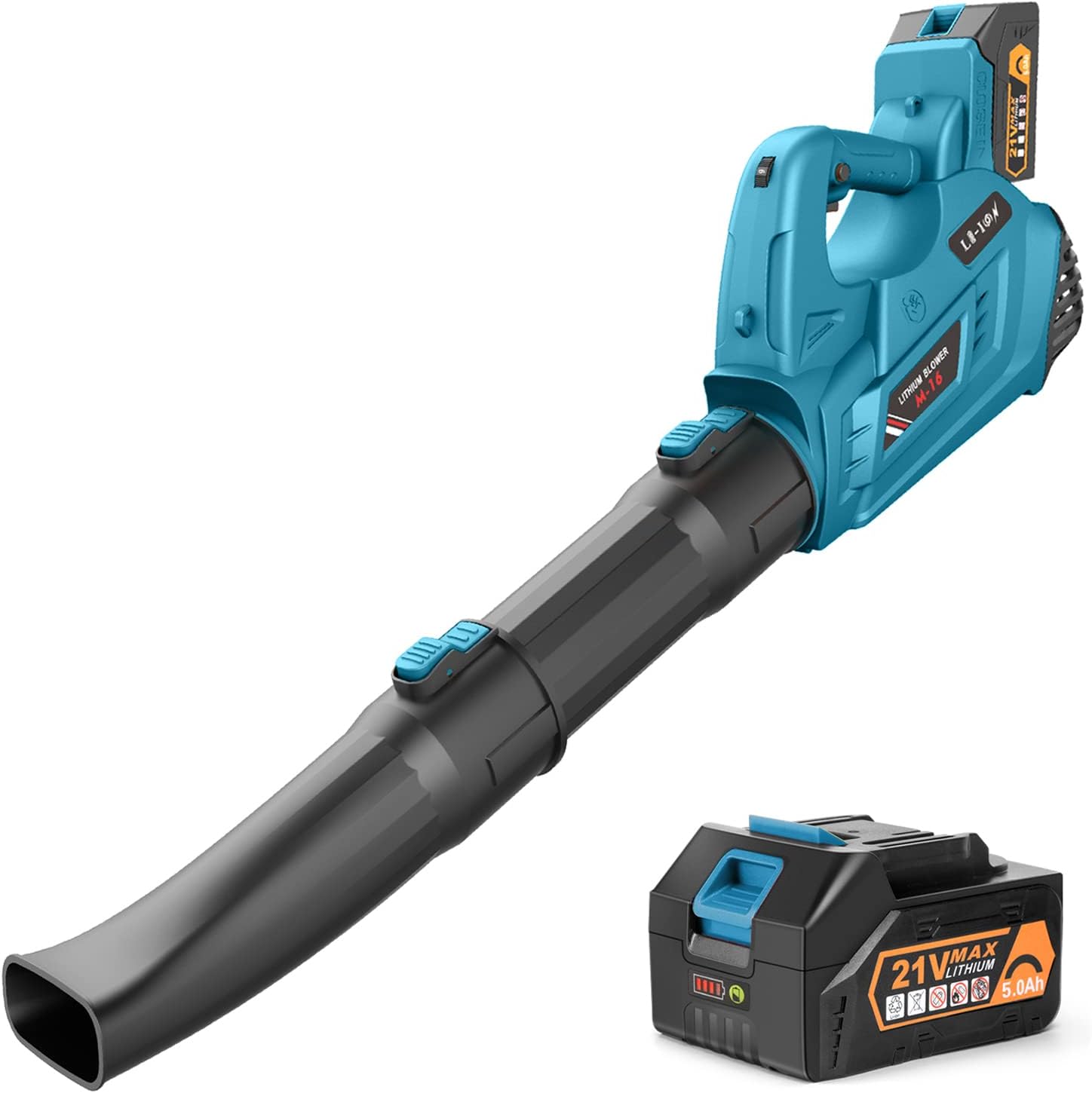 Cordless Leaf Blower - BHY 21V Electric Leaf Blower with 4.0Ah Battery, 2 Adjustable Tubes and 6 Adjustable Speeds, Handheld Leaf Blower for Leaves