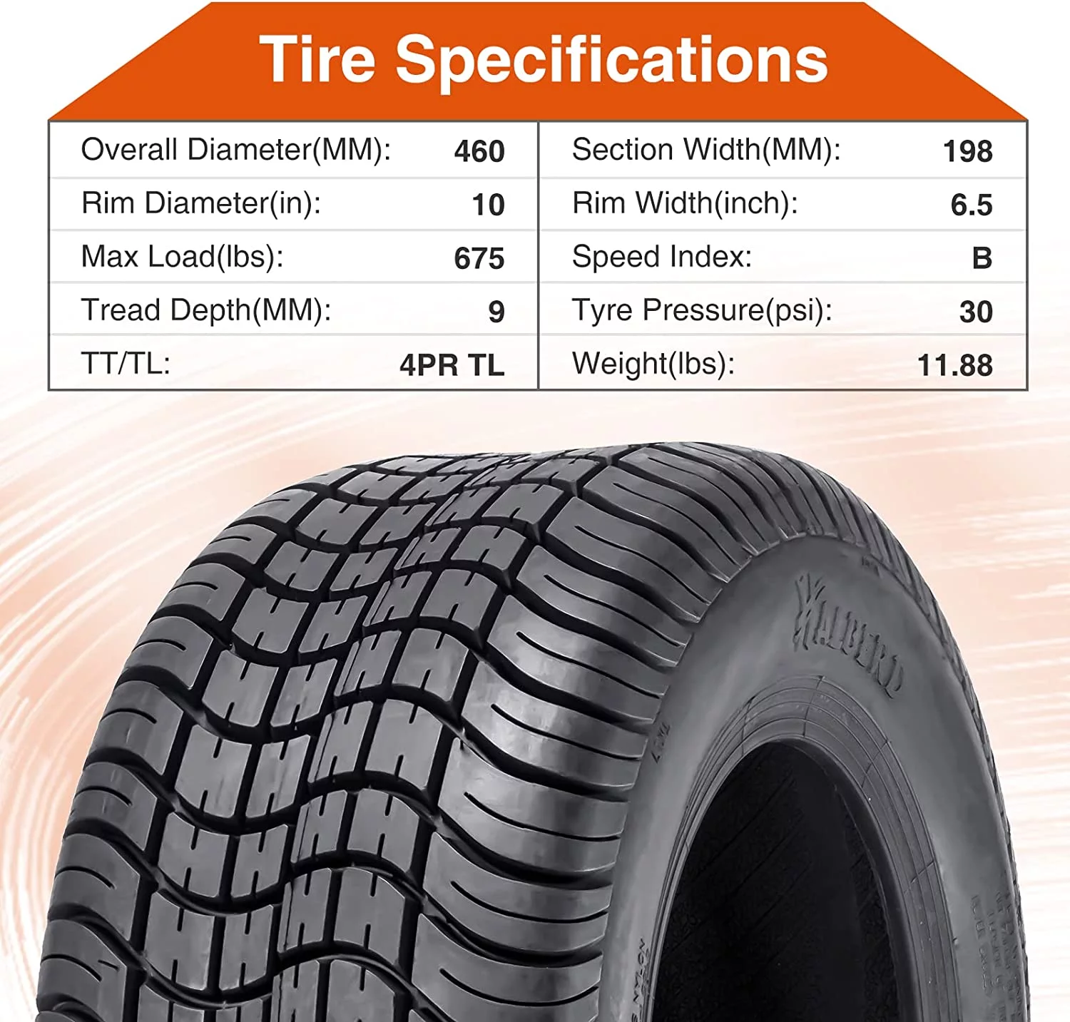 205/50-10 4PLY Golf Cart Tires 205x50-10 High Land  Ratio Tour MaX Tires for Golf Cart Club Car Set of 4