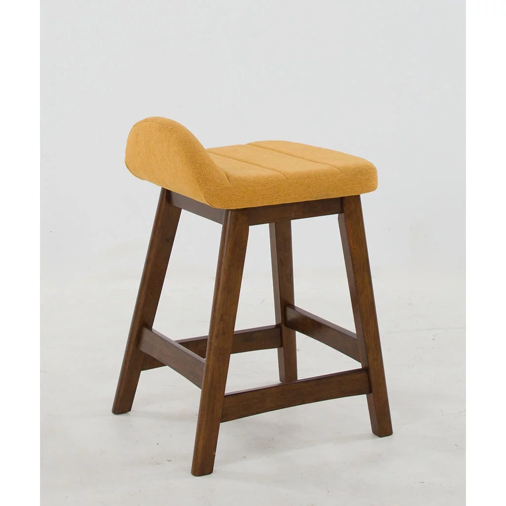 Signature Design by Ashley Lyncott Contemporary 28.5" Counter Height Upholstered Bar Stool with Foam Cushion, Set of 2, Mustard & Brown