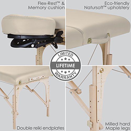 EARTHLITE Portable Massage Table Package AVALON – Reiki Endplate, Premium Flex-Rest Face Cradle & Strata Cushion, Carry Case (30”x73”)