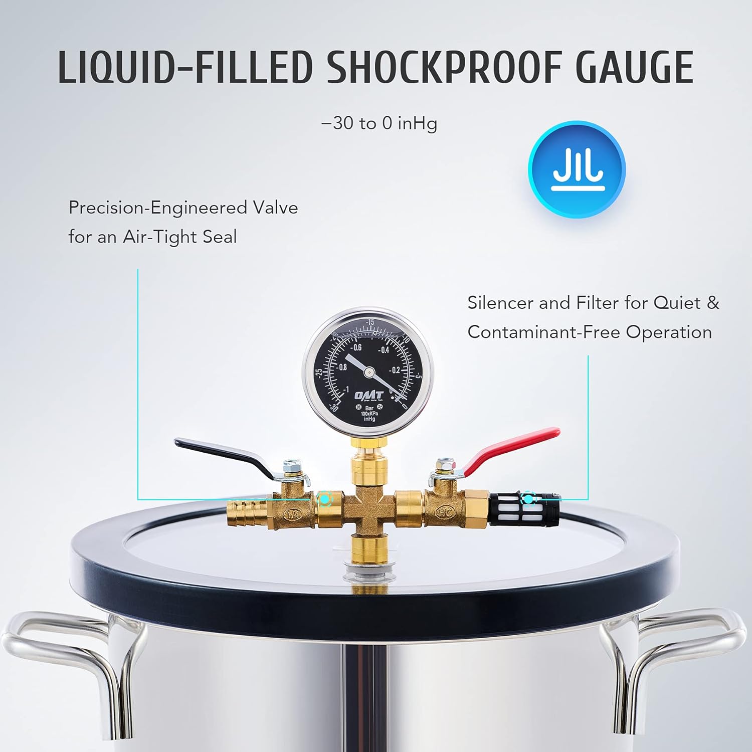 3.5cfm Vacuum Pump and Chamber Kit, 2 Gallon Vacuum Chamber and 38 Micron Vacuum Pump Epoxy Resin Kit
