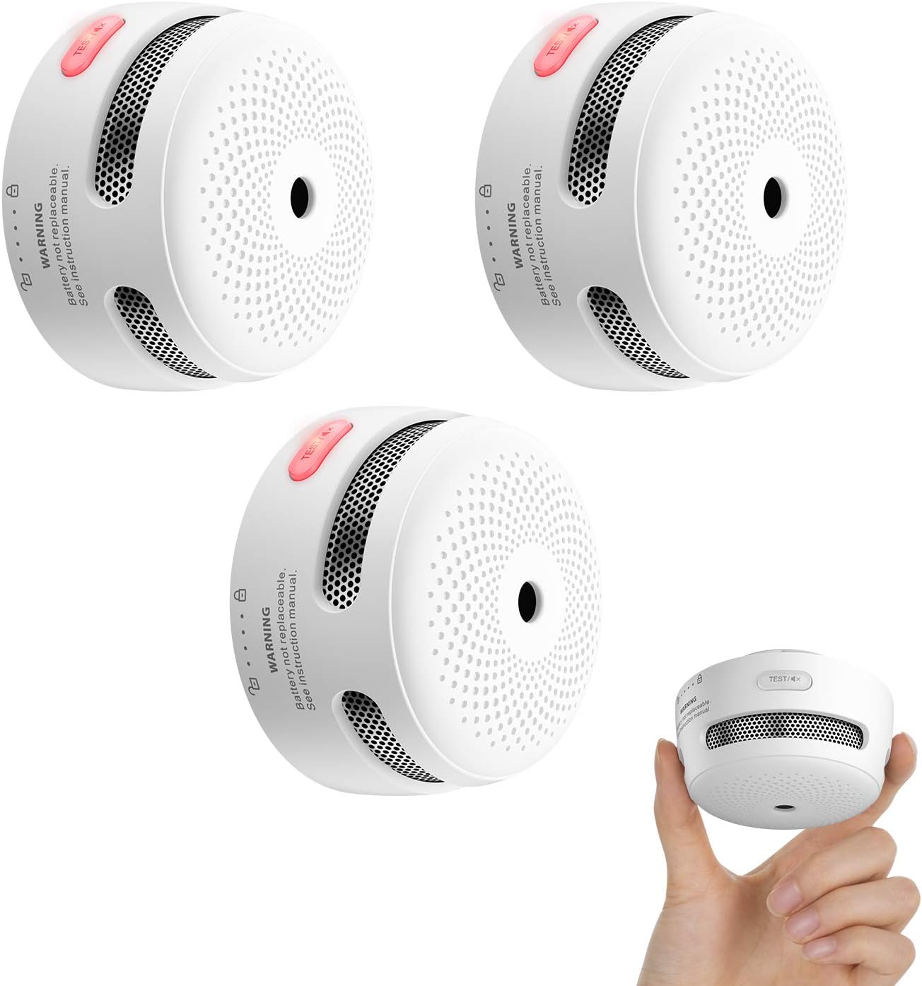 X-Sense Mini Smoke Detector, 10-Year Battery Photoelectric Smoke Fire Alarm with LED Indicator & Silence Button, XS01