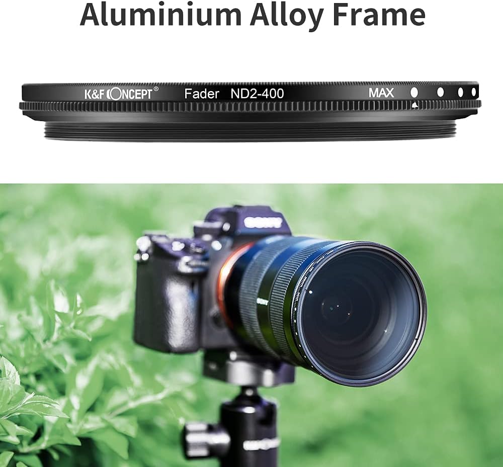 K&F Concept 37mm ND Filter Variable Fader NDX Neutral Density Adjustable ND2 to ND400 Lens Filter Kit + Cleaning Cloth for Cameras Lens