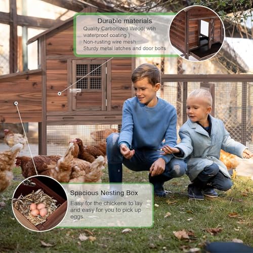 Large Wooden Chicken Coop, 160IN Outdoor Chicken Cages and Run with Nesting Boxes for 2-8 Chickens