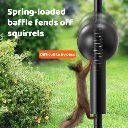 NETVUE by Birdfy Bird Feeder Pole with Effective Squirrel Baffle, 108 Inch Rust-Proof Pole Kit, 8 Adjustable Hooks for Outdoor Wild Bird Feeder, Bath