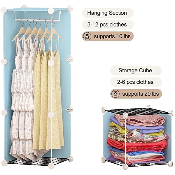 YOZO Cube Storage Organzier Portable Closet Wardrobe Bedroom Dresser (71x14x71 inches) Portable Closet Cube Shelf Armoire Pantry Cabinet, 25 Cubes
