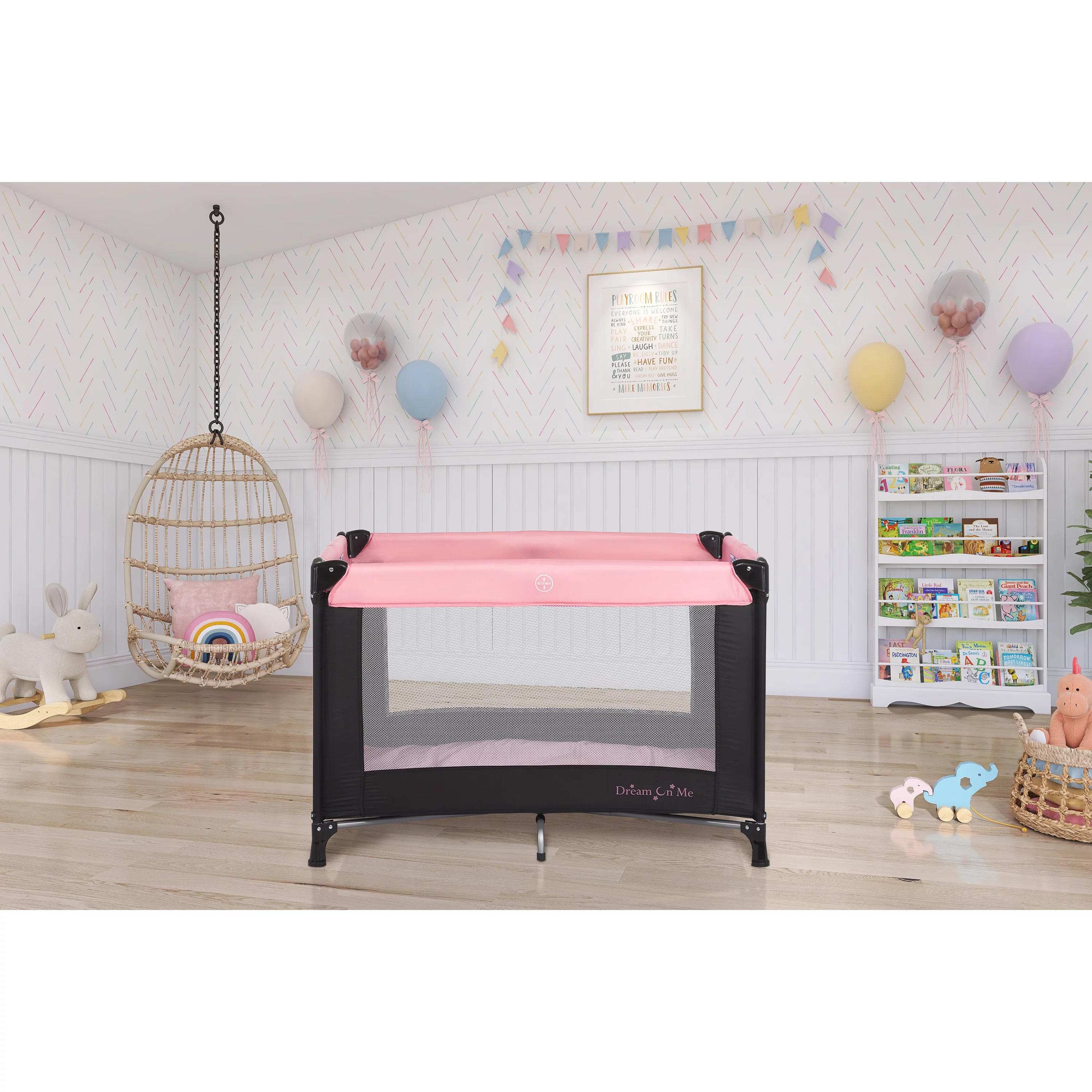 Dream On Me Nest Portable Play Yard with Carry Bag and Shoulder Strap, Pink