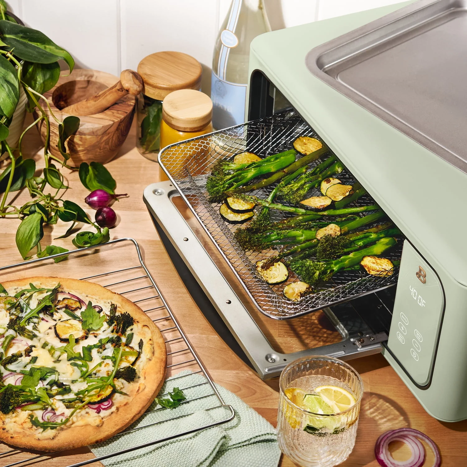 Beautiful Infrared Air Fry Toaster Oven, 9-Slice, 1800 W, Black Sesame by Drew Barrymore