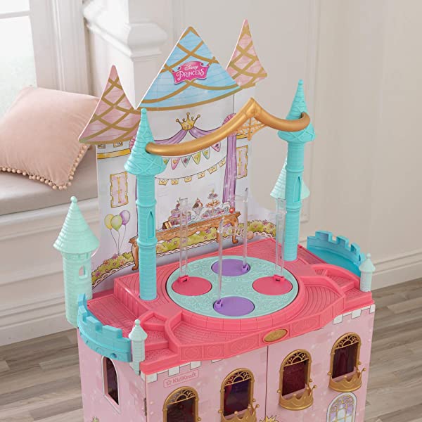 Princess Dance & Dream Wooden Dollhouse, Over 4-Feet Tall with Sounds, Spinning Dance Floor and 20 Play Pieces, Gift for Ages 3+ , Pink