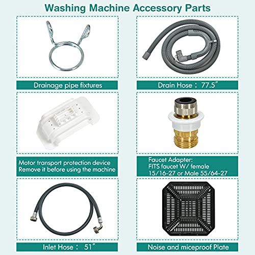 COSTWAY Portable Washing Machine, Built-in Drain Pump, 8Lbs Capacity, Full-Automatic washer with 6 Programs, 6 Water Levels, Child Lock
