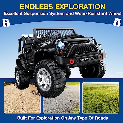 L8 2 Seater Ride On Car, 12V Kids Electric Car w/Remote Control, 4-Wheel Suspension, Bluetooth Speaker, Multi Music Modes, 3 Speeds, LED Lights