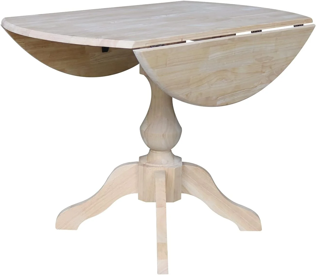 Round Dual Drop Leaf Pedestal Table-30.3" H, Unfinished Dining Table, Ready To Finish