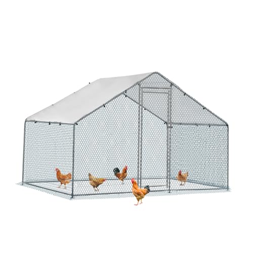 Outvita Chicken Coop, 13×10 FT Large Metal Chicken House, Poultry Habitat Cage with Waterproof Cover