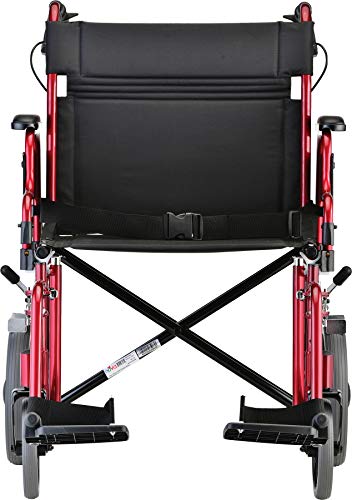 NOVA Heavy Duty Bariatric Transport Chair with 400 lb. Weight Capacity, 22” Extra-Wide Seat with Locking Hand Brakes