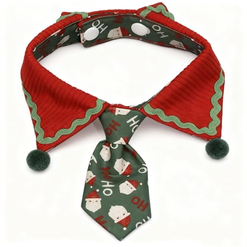 Christmas Dog Scarf Bandana Bow Tie, Adjustable 14-17 Inch Pet Neckerchief for Small Medium Dogs & Cats