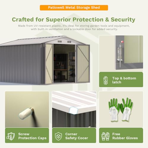 Patiowell 5x3 FT Outdoor Storage Shed, Tool Shed with Sloping Roof and Lockable Door, Metal Shed for Backyard Garden Patio Lawn, Brown