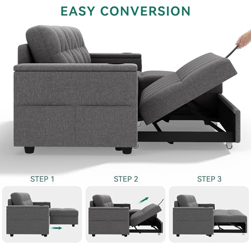 YITAHOME Sectional Sofa L-Shaped Sofa Bed w/Chaise & USB, Reversible Couch Sleeper w/Pull Out Bed & Storage Space