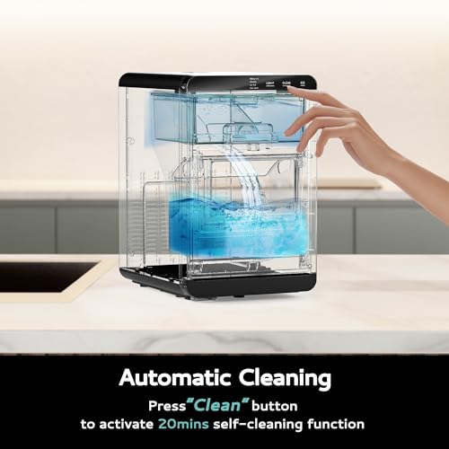 EUHOMY Nugget Ice Maker Countertop, 44Lbs/24H Pebble Ice Maker Machine, Self-Cleaning Pellet Ice Machine with Ice Scoop&Basket
